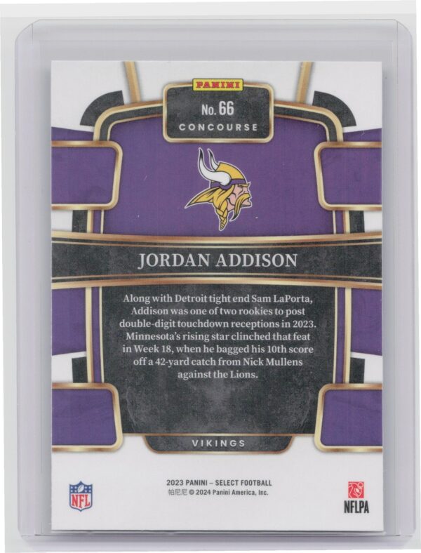 2023 Panini Select  Jordan Addison Concourse #66 Vikings - Image 3