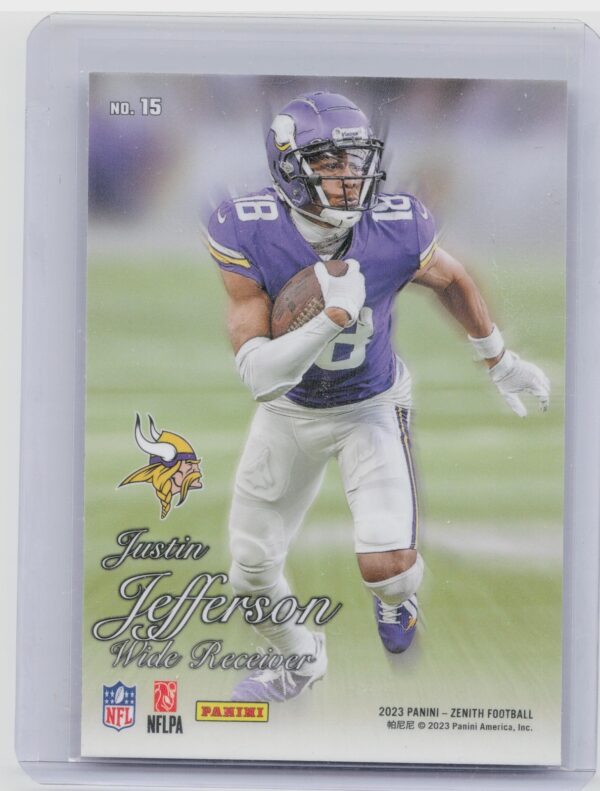 2023 Panini Zenith Justin Jefferson #15 Vikings - Image 3