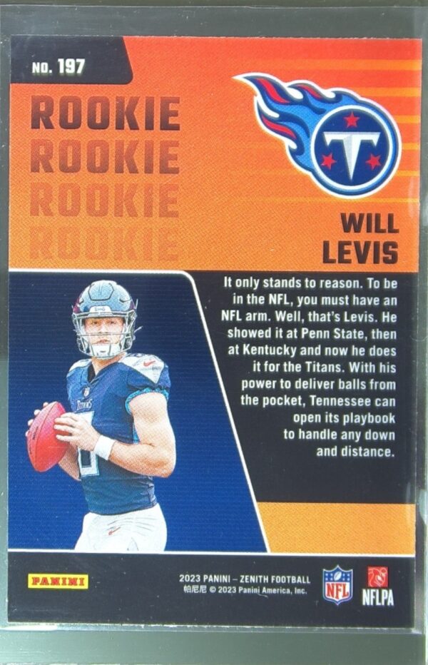 2023 Panini Zenith Will Levis Retail RC #197 Titans - Image 3