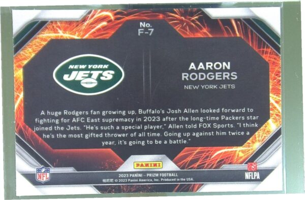 2023 Prizm Aaron Rodgers #F-7 Jets Fireworks - Image 3