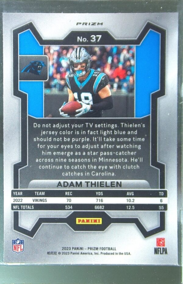 2023 Prizm Adam Thielen Orange Lazer #37 Panthers - Image 3