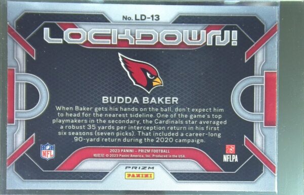 2023 Prizm Budda Baker #LD-13 Cardinals Lockdown! Prizms Silver - Image 3