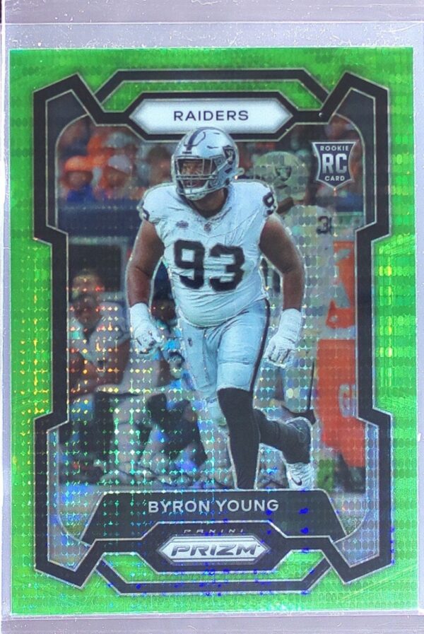 2023 Prizm Byron Young Neon Green Pulsar RC #355 Raiders