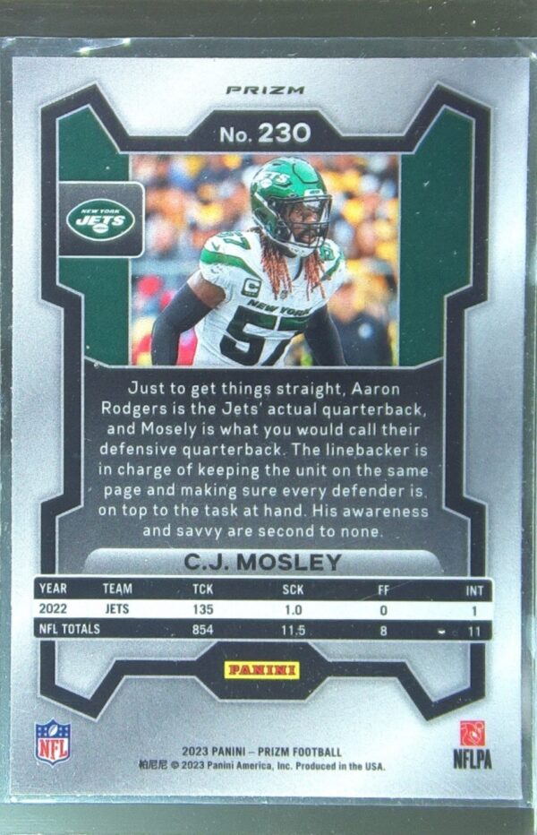 2023 Prizm C.J. Mosley Green #230 Jets - Image 3