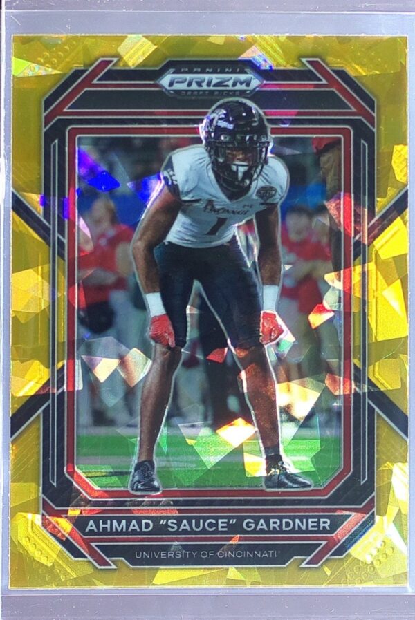2023 Prizm Draft Picks Ahmad "Sauce" Gardner Prizms Gold Ice #3 Bearcats