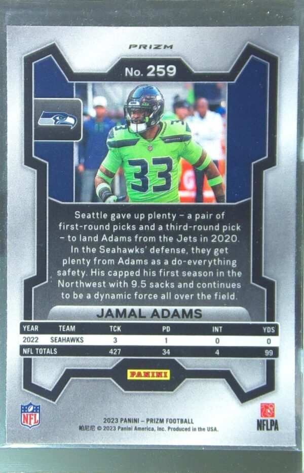 2023 Prizm Jamal Adams Green Wave #259 Seahawks - Image 3