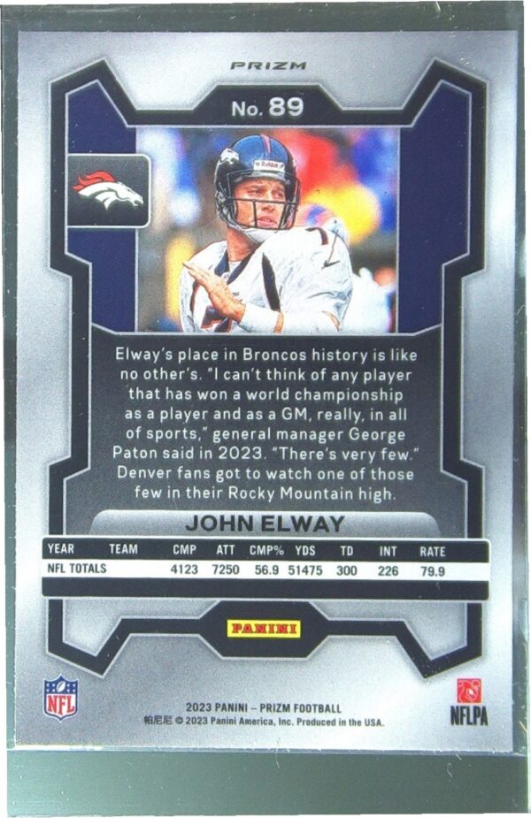 2023 Prizm John Elway Silver #89 Broncos - Image 3