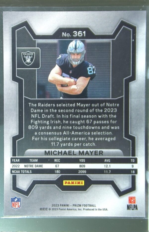 2023 Prizm Michael Mayer RC #361 Raiders - Image 3