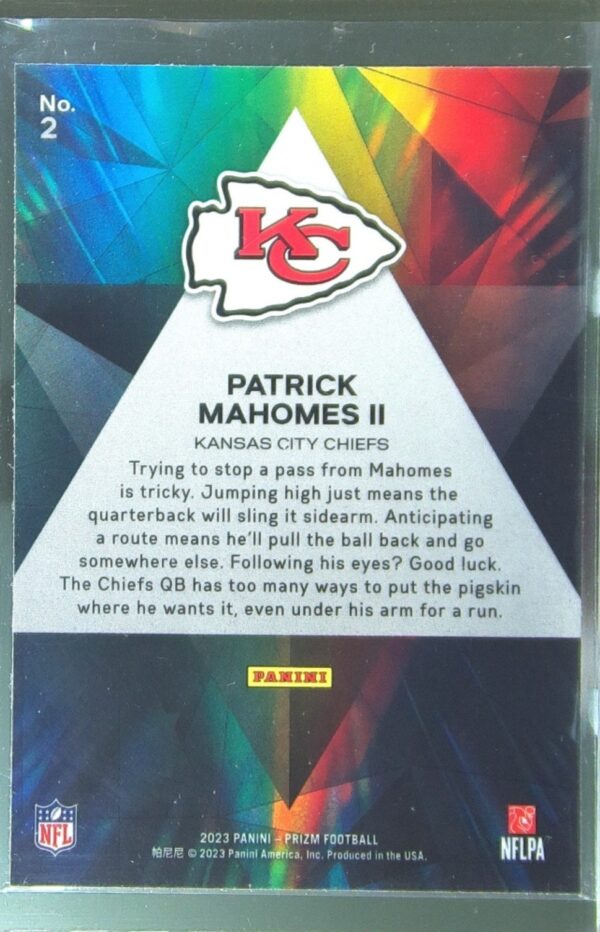 2023 Prizm Patrick Mahomes II #2 Chiefs Prizmatic - Image 3