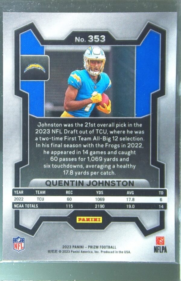 2023 Prizm Quentin Johnston RC #353 Chargers - Image 3