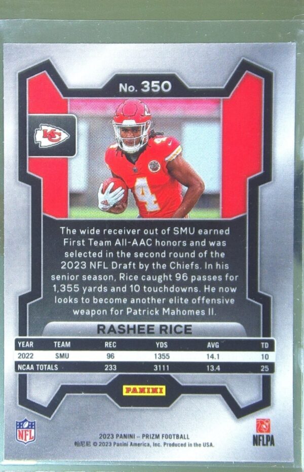 2023 Prizm Rashee Rice RC #350 Chiefs - Image 3