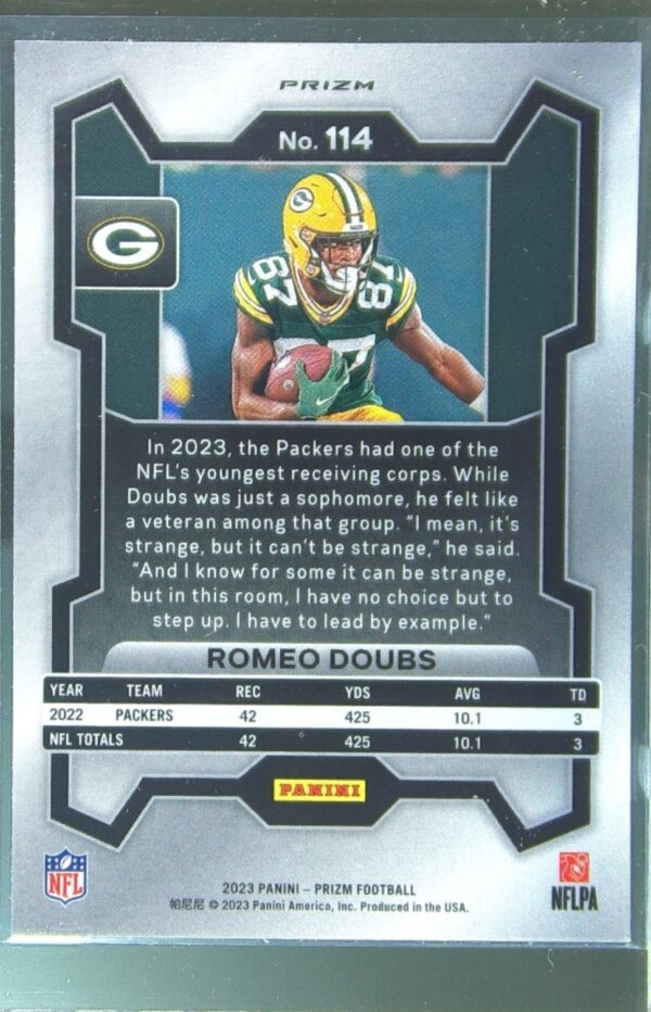2023 Prizm Romeo Doubs Silver #114 Packers - Image 3