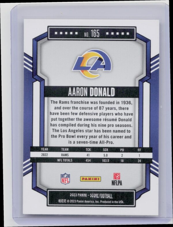 2023 Score Aaron Donald Gold  #165 Rams - Image 3