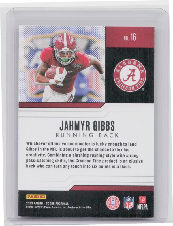 2023 Score Protential Jahmyr Gibbs Rookie RC #16 Alabama Crimson Tide - Image 3