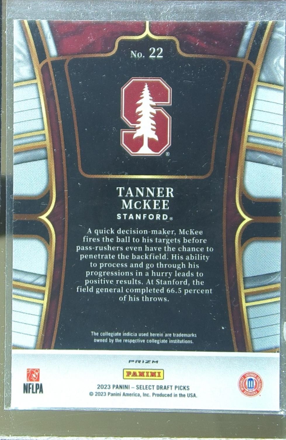 2023 Select Draft Picks Tanner McKee Silver Prizm RC #22 Cardinal - Image 3