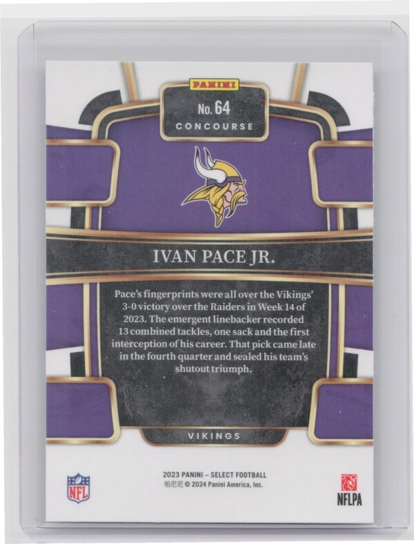 2023 Select Ivan Pace Jr. RC #64 Vikings - Image 3