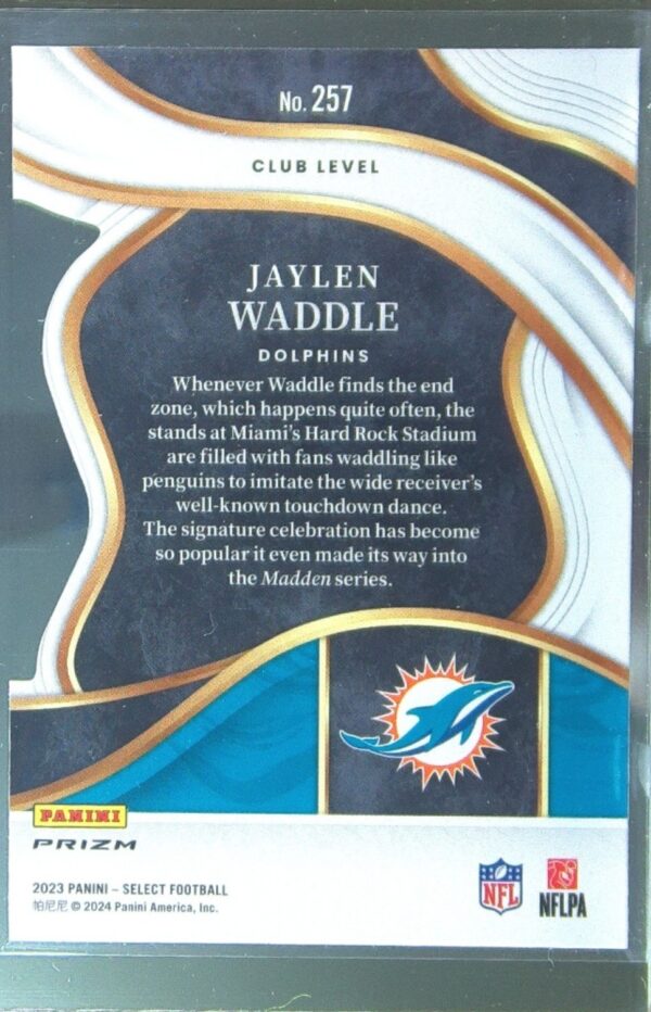 2023 Select Jaylen Waddle Red and Yellow Prizms Die Cuts #257 Dolphins - Image 3