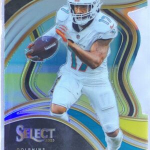 2023 Select Jaylen Waddle Red and Yellow Prizms Die Cuts #257 Dolphins
