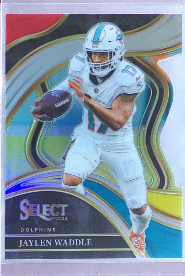 2023 Select Jaylen Waddle Red and Yellow Prizms Die Cuts #257 Dolphins