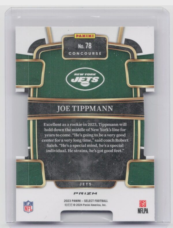 2023 Select Joe Tippmann Tri Color Prizms /259 RC #78 Jets - Image 3
