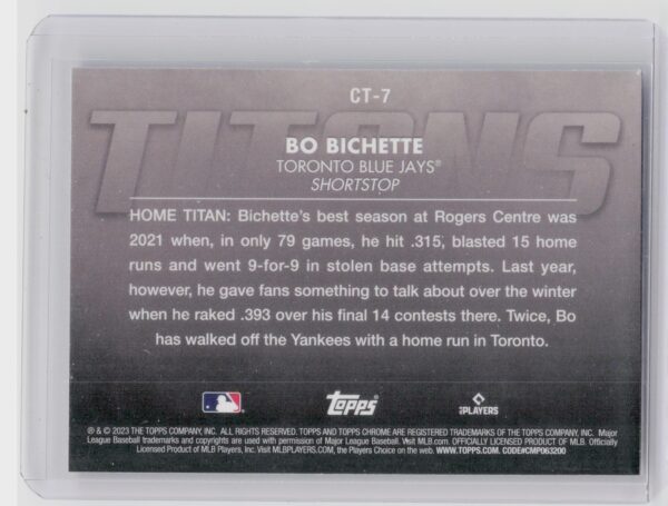 2023 Topps Chrome Bo Bichette #CT-7 Jays Titans - Image 3