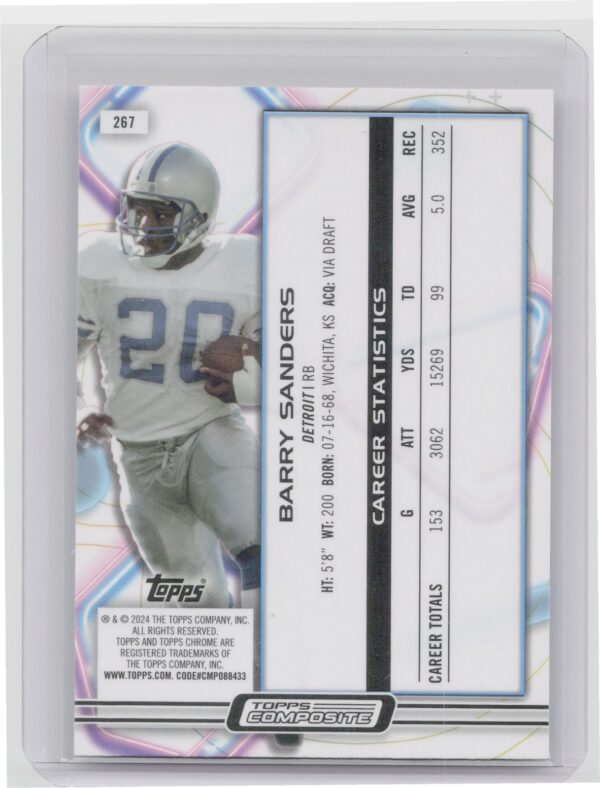 2023 Topps Composite Barry Sanders Cosmic Chrome Nucleus #267 Lions - Image 3