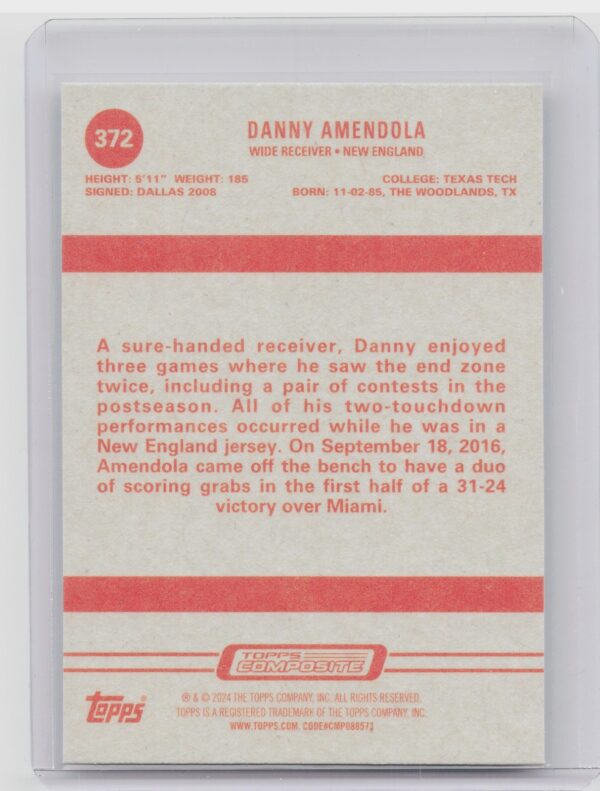 2023 Topps Composite Danny Amendola #372 Patriots - Image 3