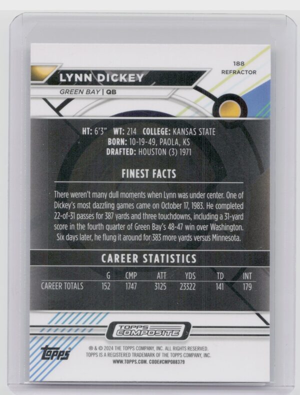 2023 Topps Composite Lynn Dickey #188 Packers - Image 3