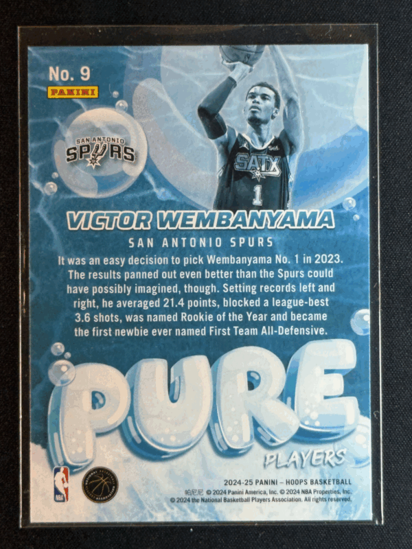 2024-25 Panini NBA Hoops Victor Wembanyama Pure Players Spurs #9 - Image 3