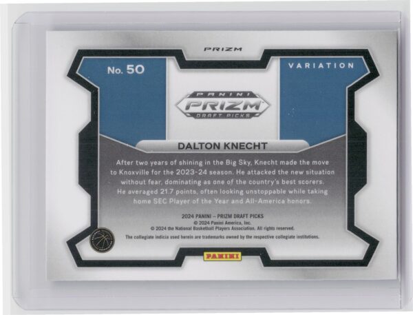 2024-25 Panini Prizm Draft Picks Dalton Knecht Prizms Purple Wave #50 Volunteers - Image 3