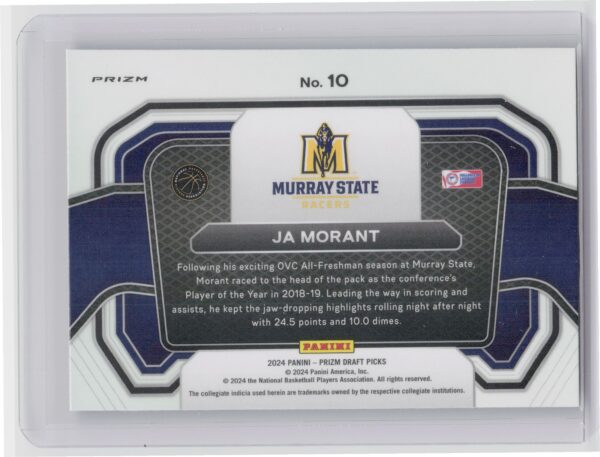 2024-25 Panini Prizm Draft Picks Ja Morant #10 Racers Campus Legends Green - Image 3