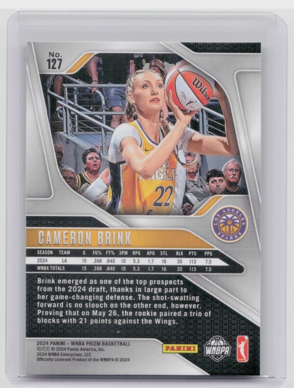 2024-25 Panini Prizm WNBA Cameron Brink RC 127 Sparks - Image 3