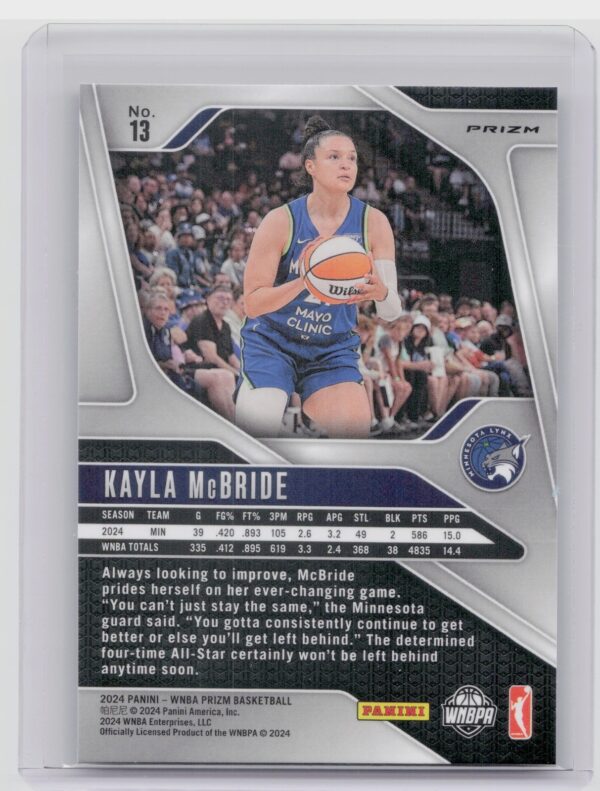 2024-25 Panini Prizm WNBA Kayla McBride Ice Prizms #13 Lynx - Image 3