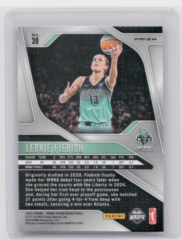2024-25 Panini Prizm WNBA Leonie Fiebich Ice Prizms #30 Liberty - Image 3