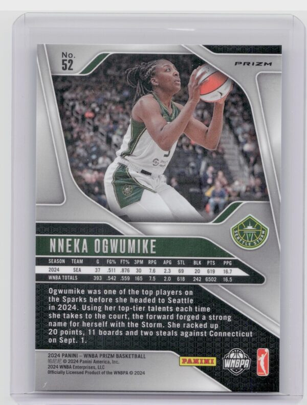 2024-25 Panini Prizm WNBA Nneka Ogwumike Blue Velocity Prizms #52 Storm - Image 3