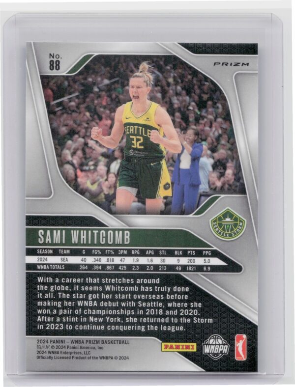 2024-25 Panini Prizm WNBA Sami Whitcomb Ice Prizms #88 Storm - Image 3