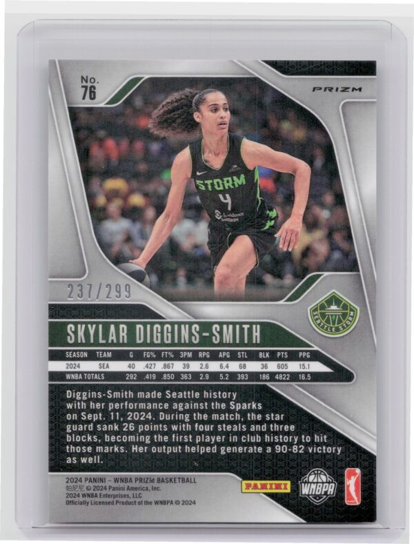 2024-25 Panini Prizm WNBA Skylar Diggins-Smith Red Pulsar Prizms /299 #76 Storm - Image 3