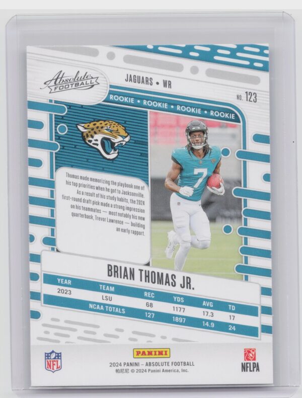 2024 Absolute Brian Thomas Jr. Red and Blue RC 123 Jaguars - Image 3