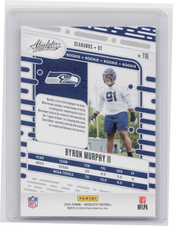 2024 Absolute Byron Murphy II Red and Blue RC #116 Seahawks - Image 3