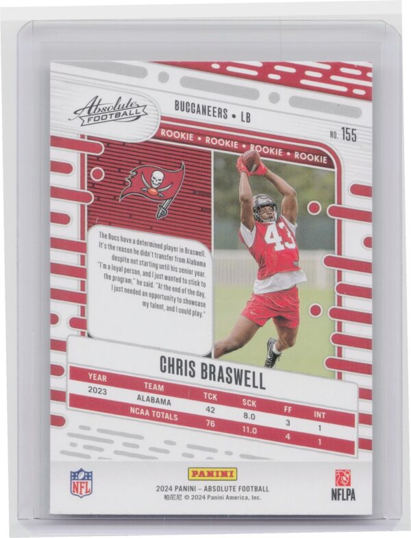 2024 Absolute Chris Braswell RC 155 Buccaneers - Image 3