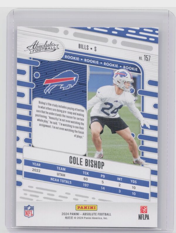 2024 Absolute Cole Bishop Red and Blue RC #157 Bills - Image 3