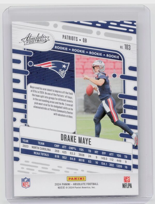 2024 Absolute Drake Maye RC 103 Patriots - Image 3
