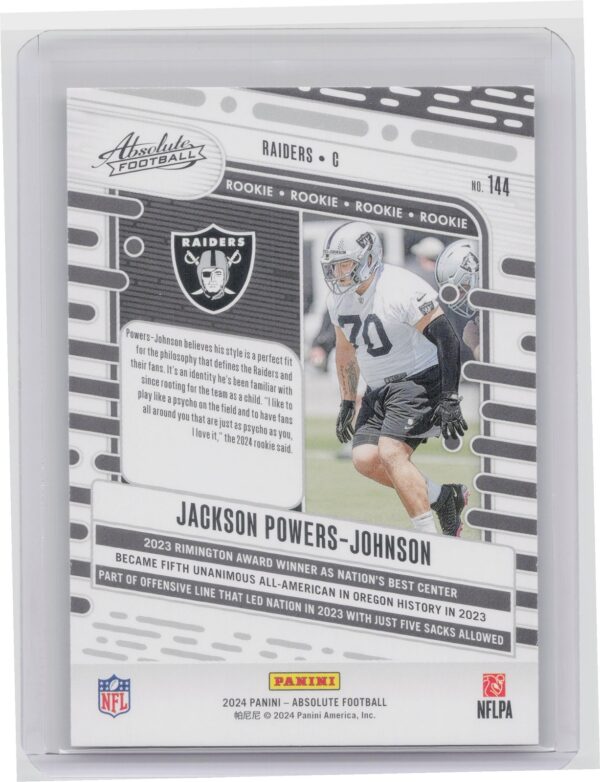 2024 Absolute Jackson Powers-Johnson Red and Blue RC 144 Raiders - Image 3