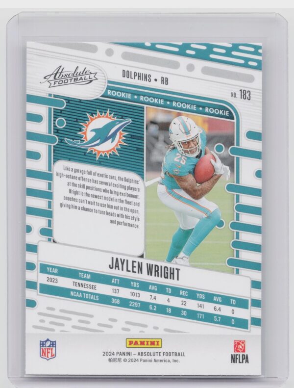 2024 Absolute Jaylen Wright RC 183 Dolphins - Image 3