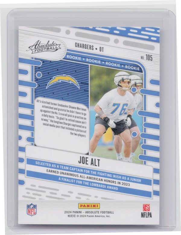 2024 Absolute Joe Alt Red and Blue RC #105 Chargers - Image 3