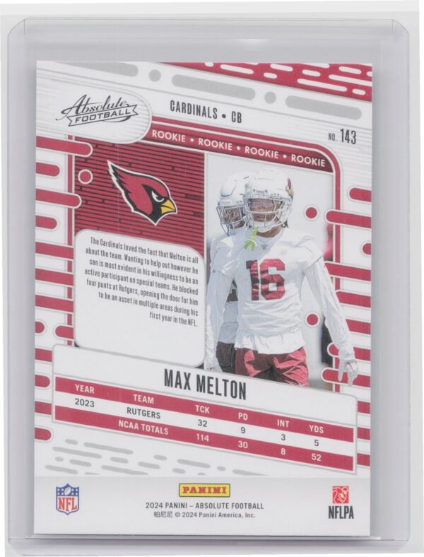 2024 Absolute Max Melton RC 143 Cardinals - Image 3