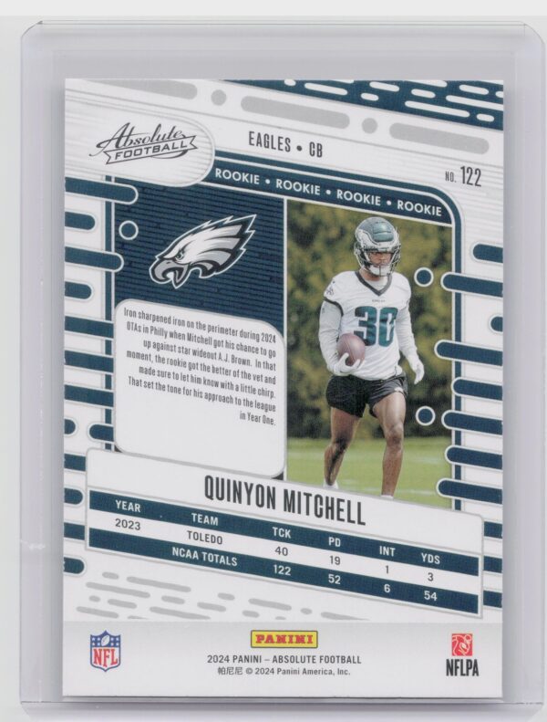 2024 Absolute Quinyon Mitchell Red and Blue RC 122 Eagles - Image 3