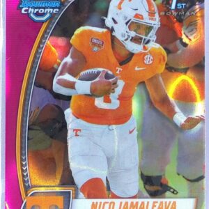 2024 Bowman University Chrome Nico Iamaleava Pink Lava Refractor 139 Volunteers