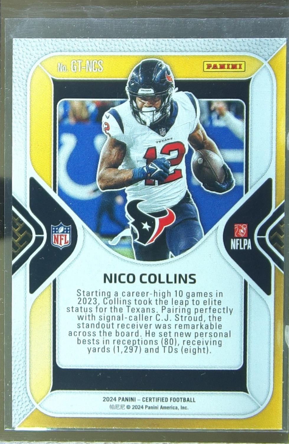 2024 Certified Nico Collins GT-NCS Texans Gold Team - Image 3