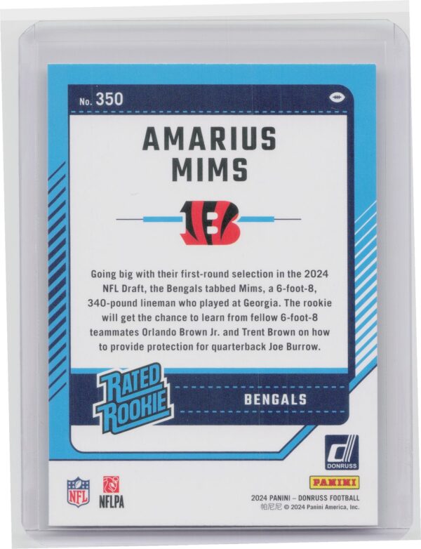 2024 Donruss Amarius Mims RC 350 Bengals - Image 3
